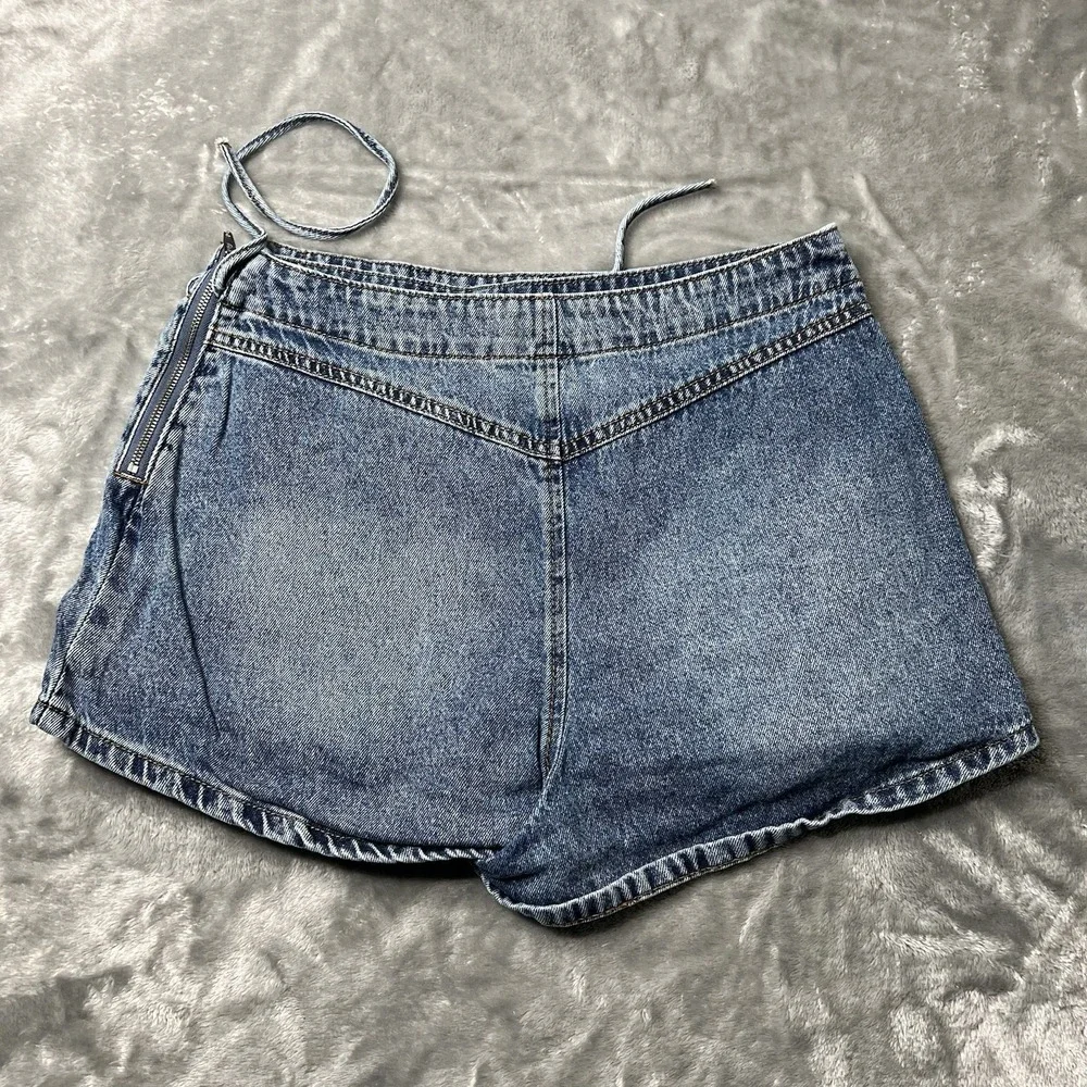 Rewash Skirt Women Size‎ 3/26 Blue Mini Shorts Wrap Front Denim Y2K
